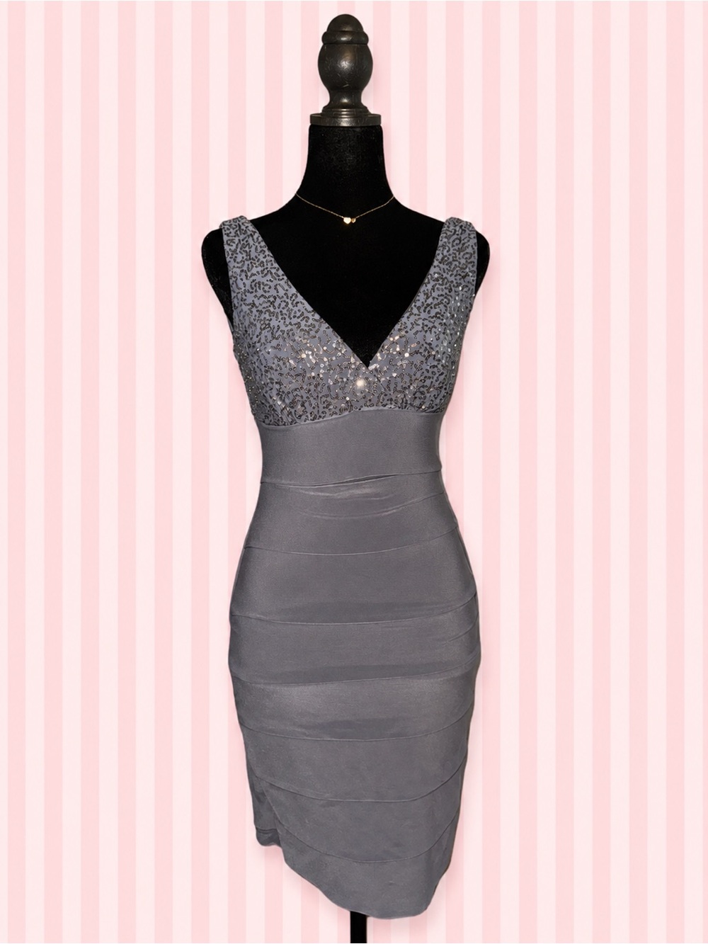 B. Darlin Gray Sequin Bodycon Cocktail Dress | Y2K Party Mini Dress